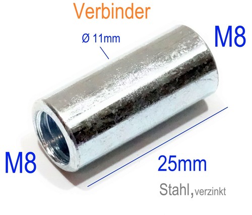 M8x25mm runde gewinde muffe - gewinde, m8