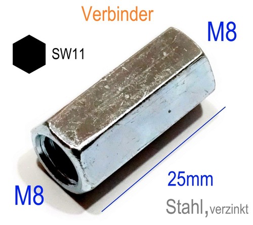 M8x25mm kant gewinde - m8x25mm, muffe