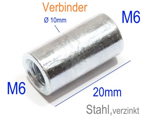 M6x20mm runde gewinde muffe - gewinde,