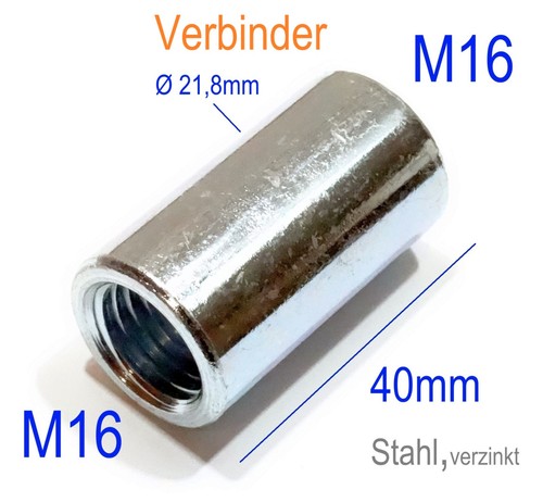 M16x40mm runde gewinde muffe - m16x40mm,